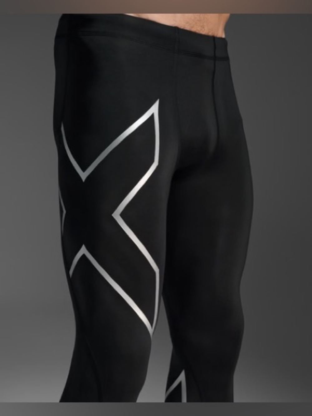 2XU Black Compression Leggings with Silver Reflective Accents